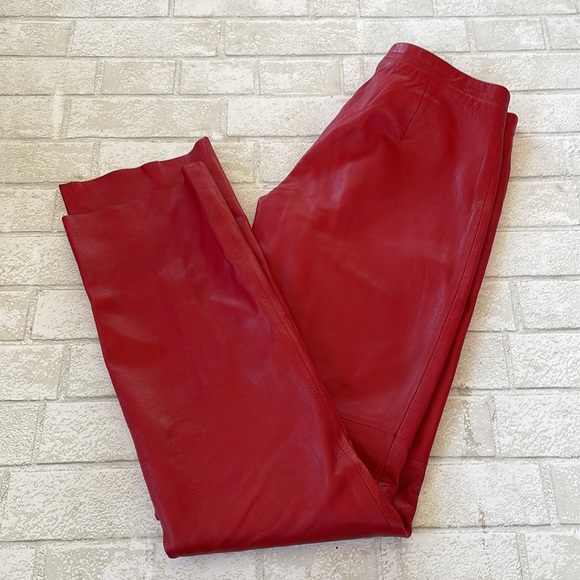 BCBGMaxAzria Red Leather Pants - Picture 2 of 12